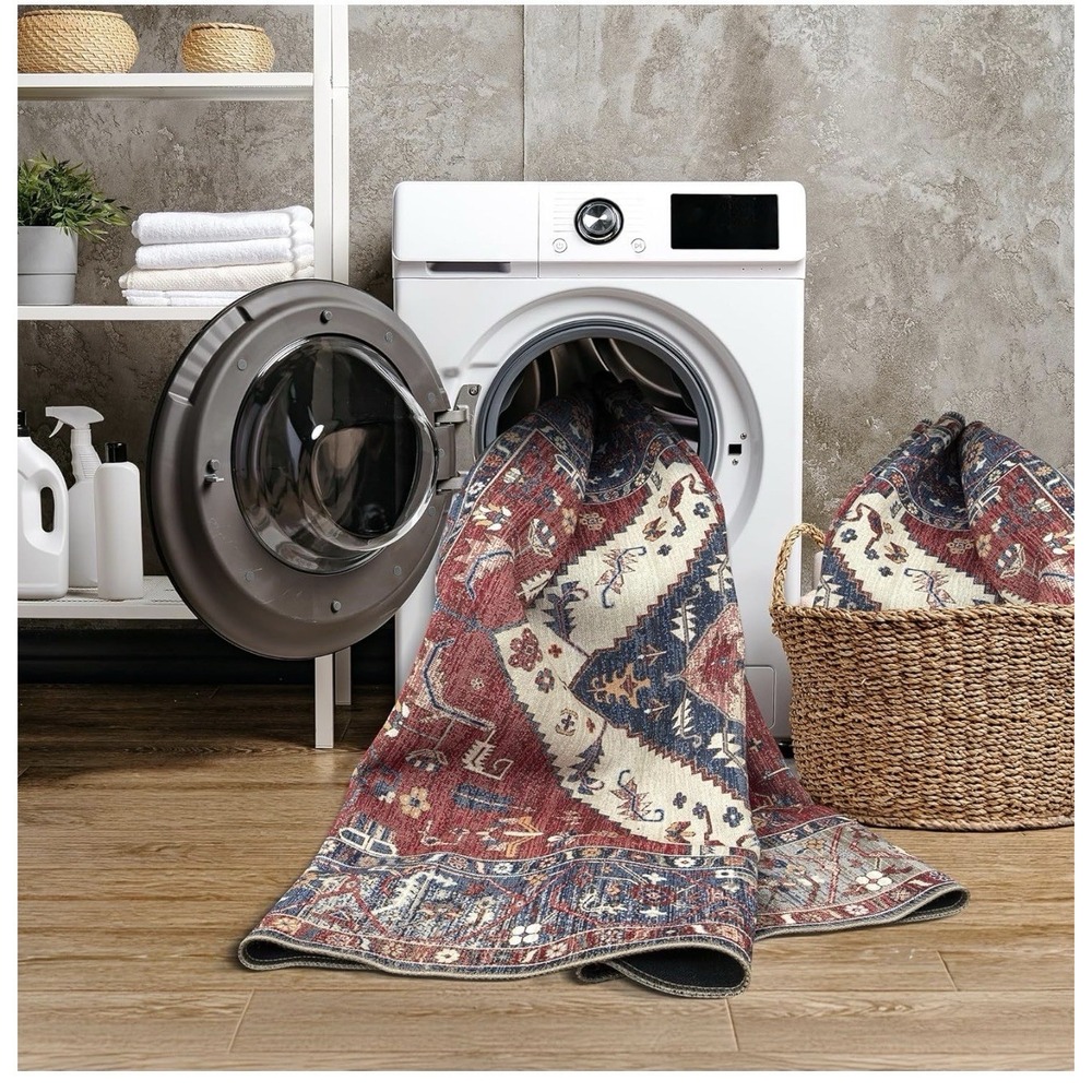GLN Rugs Vintage Collection Machine Washable Area Rug Easy Clean 2'.6"x6'6" Red - Picture 5 of 9